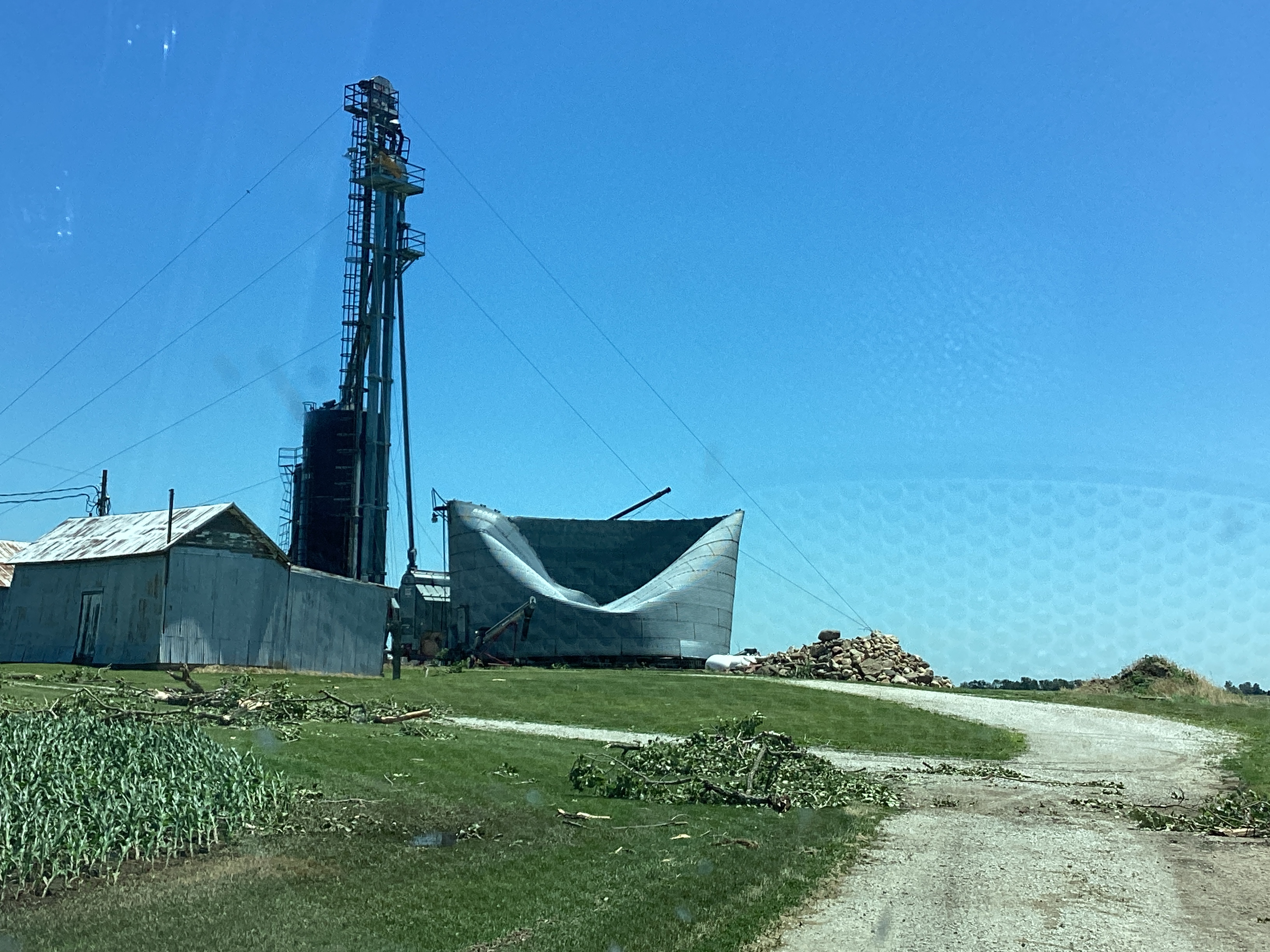 Grain bins collapsed northwest of Gibson City